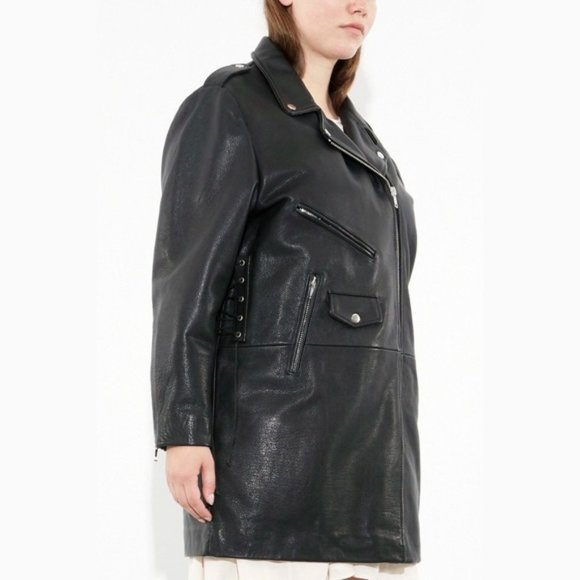 OAK NYC Black Genuine Leather Rigger Jacket XL Unisex - Picture 3 of 5